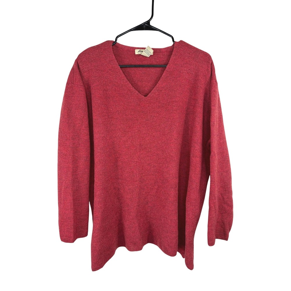 Eddie‎ Bauer Merino Wool Long Sleeve V-Neck Sweater Red Women's Size XXL